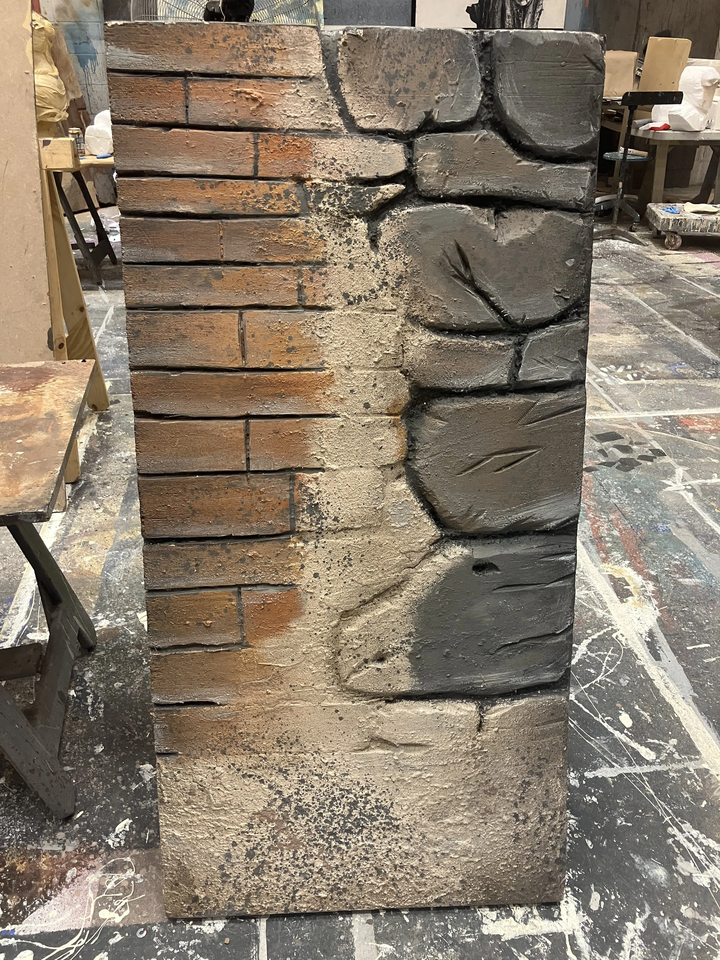 "Tuscan Wall" exploration of textures on purple foam. 