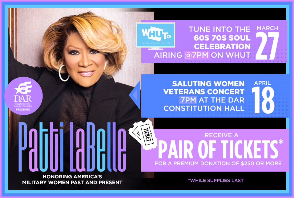 Patti LaBelle Tickets Available As Premium For Donors on March 27th!