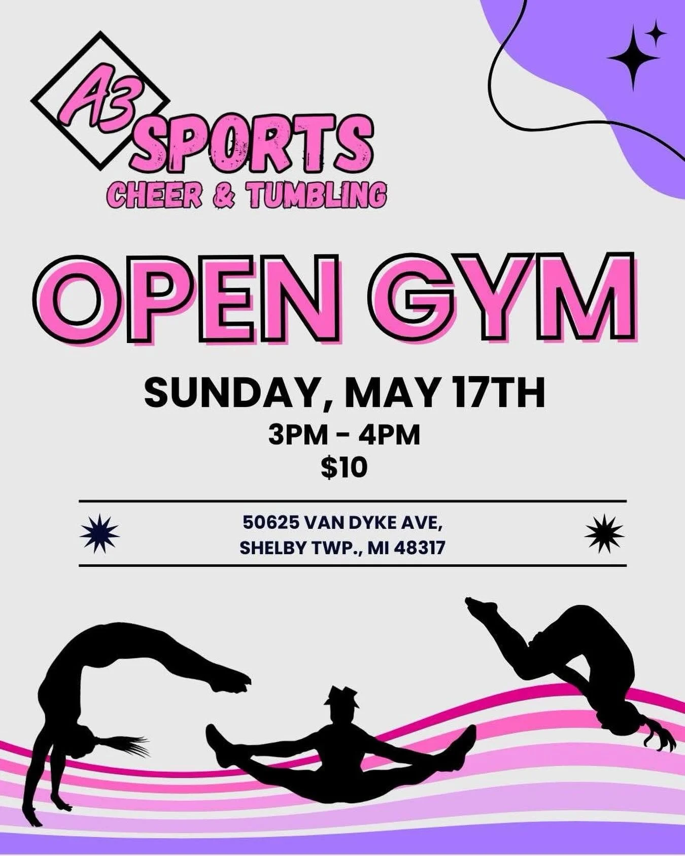 Open Gym tomorrow, stop by to get those skills try out ready! 🩷🤍