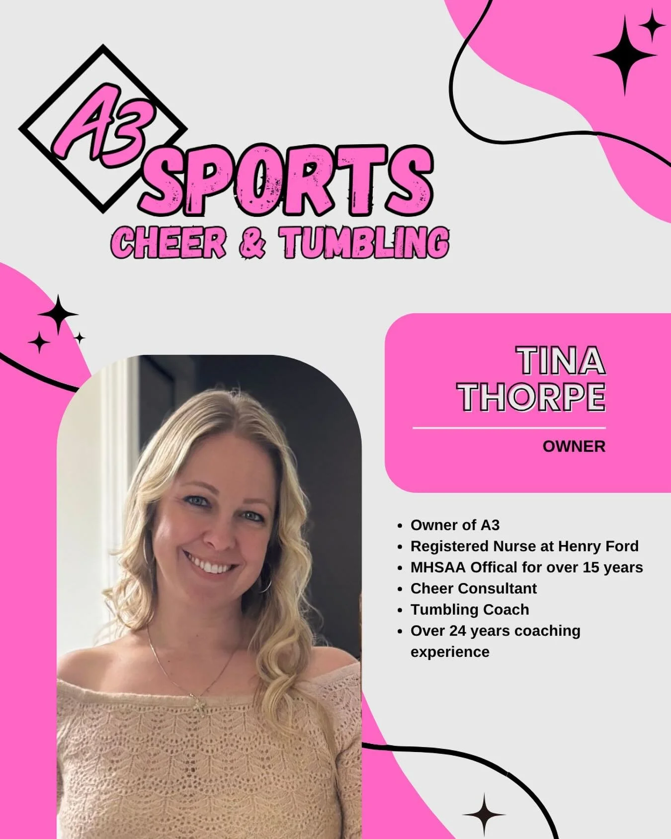 Meet Tina &mdash; the woman behind it all ✨
The owner, the heart of the gym, the biggest supporter, and the reason so many athletes have a place to grow, learn, and believe in themselves. From the sidelines to behind the scenes, she does it all with 