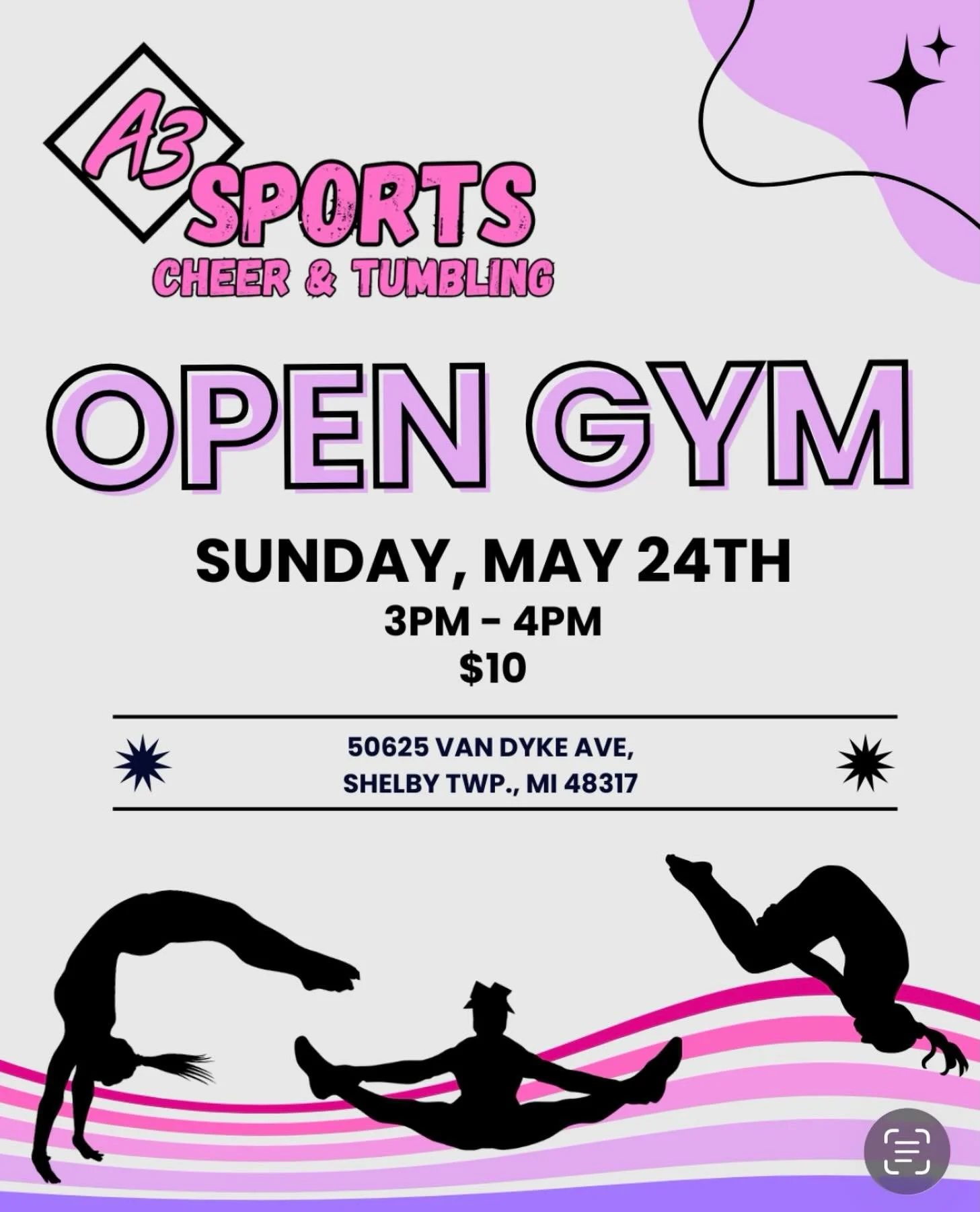 Open Gym this Sunday! Pop in to perfect those skills before try outs. We hope everyone has a fantastic weekend! 🩷🤍