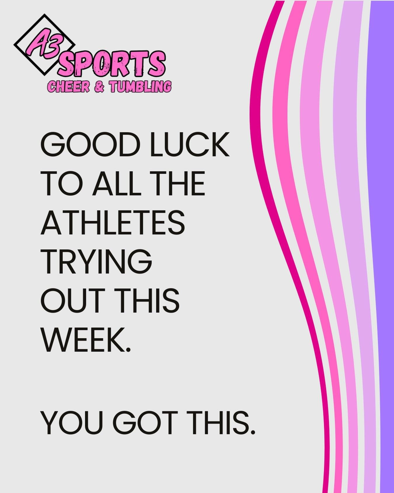 ✨ Good luck to all of the athletes trying out for cheer this week! ✨
Remember to believe in yourself, stay positive, and give it your very best. Trust the hard work you&rsquo;ve put in, let your confidence shine, and most importantly, enjoy the exper