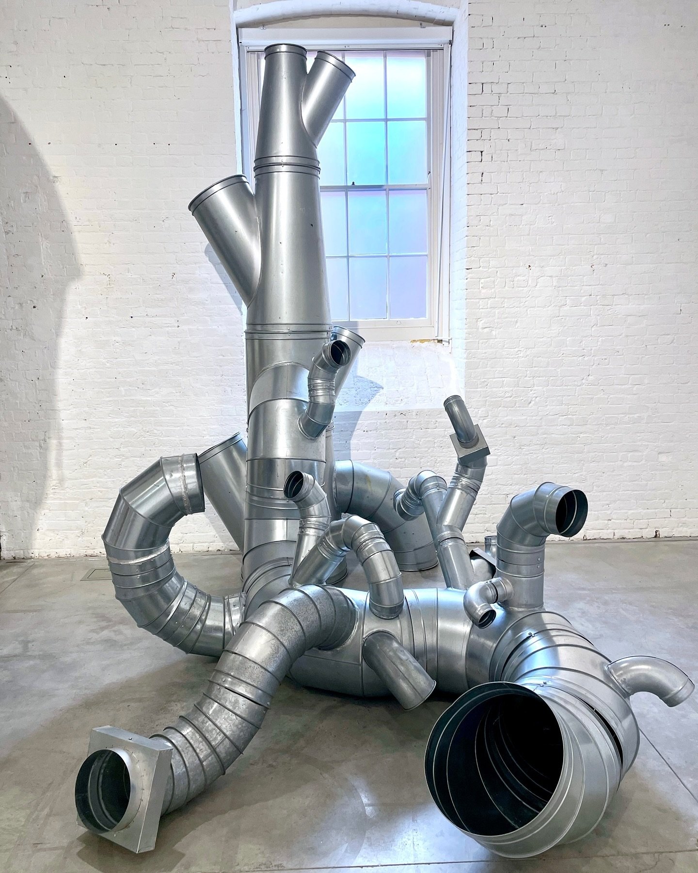 &lsquo;Hive&rsquo; sound installation front perspective and interaction with window light. Currently exhibited in &lsquo;Colony&rsquo; exhibition at Aspex Gallery, Portsmouth. 🔊🔧🔩

-Found industrial airvents (ducting) and soundscapes (x3)
-
-
-
-
