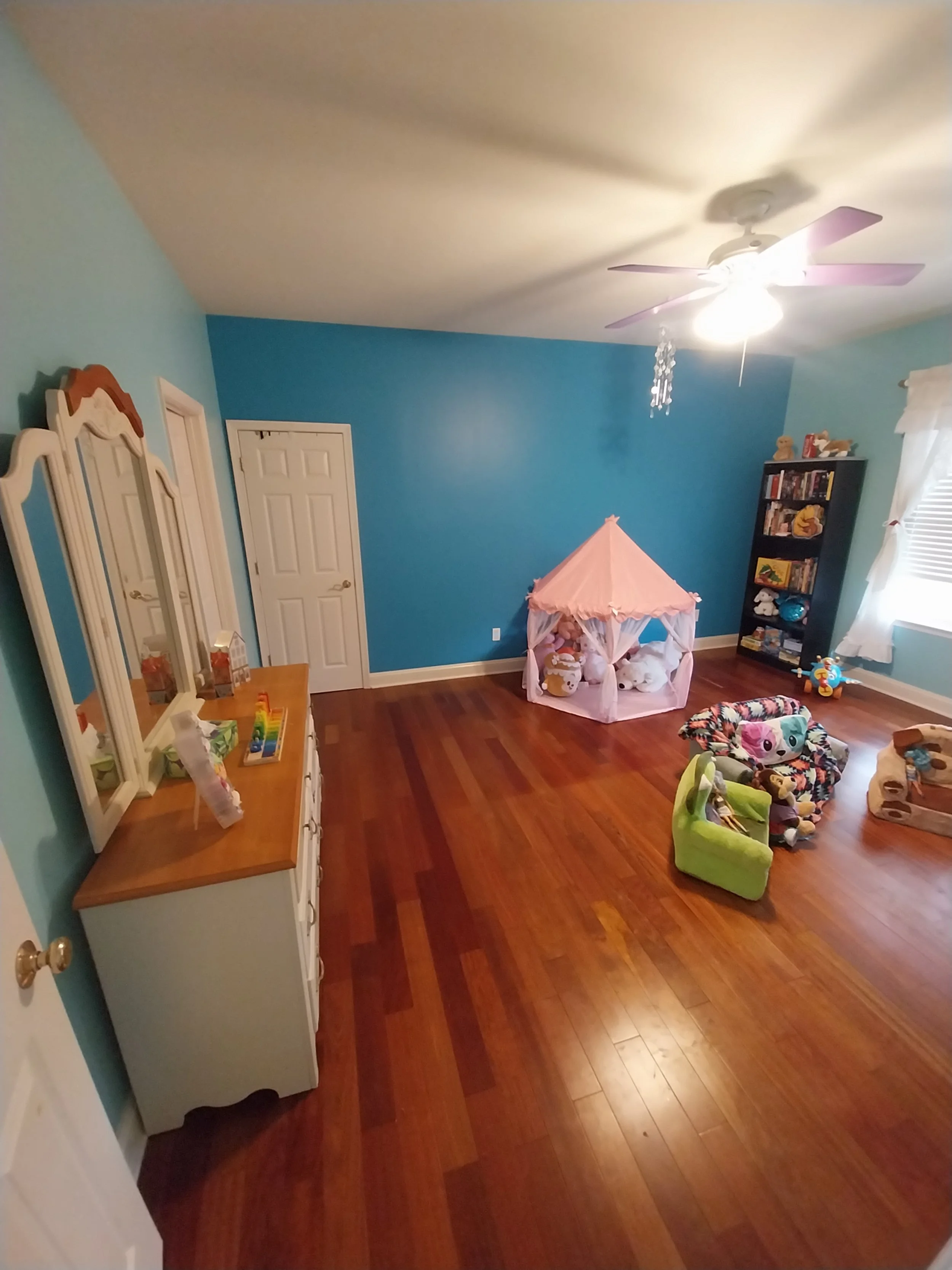 Colors: SW Bora Bora Shore with a SW Capri accent wall