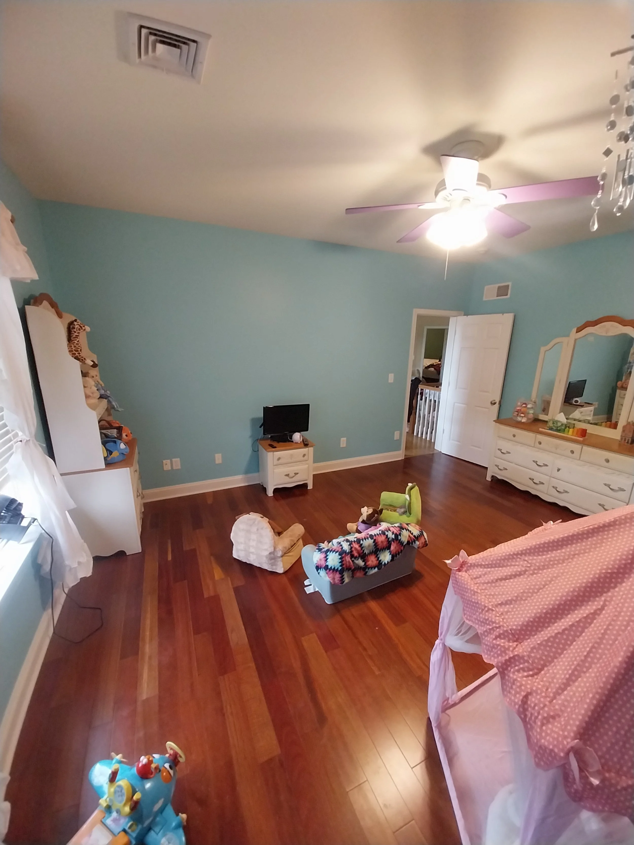 Colors: SW Bora Bora Shore with a SW Capri accent wall