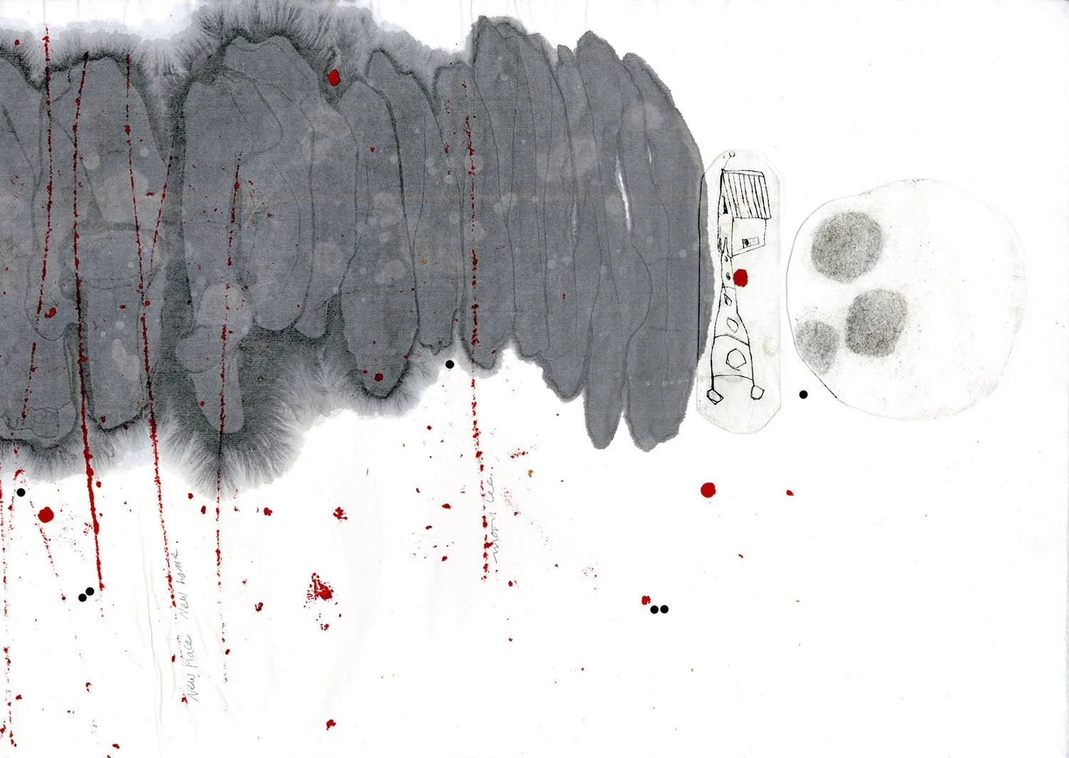 New Place, New Home, 2026, 20.5" x 14.7", monoprint, sumi ink, drypoint, spit bite, $400.