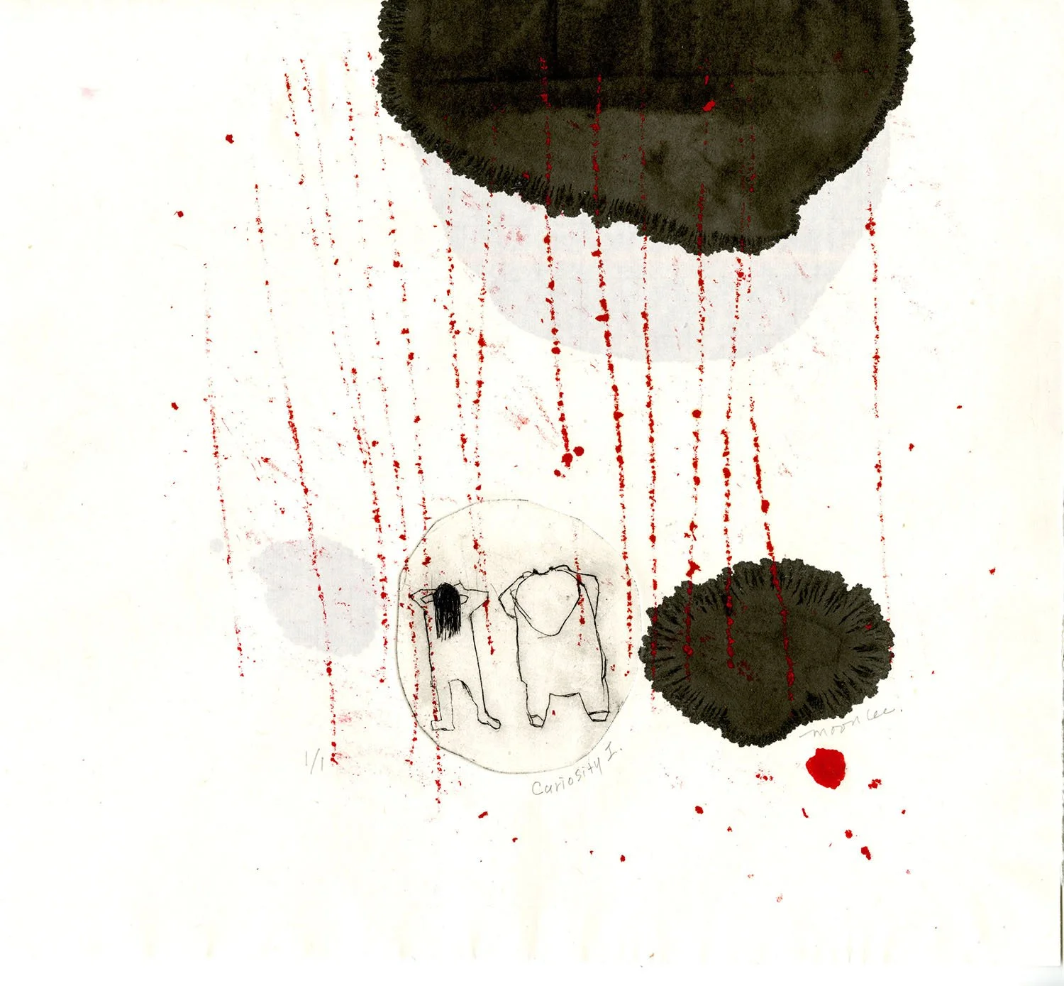 Curiosity I, 2026, 13.2" x 13", drypoint, monoprint, sumi ink, $350.