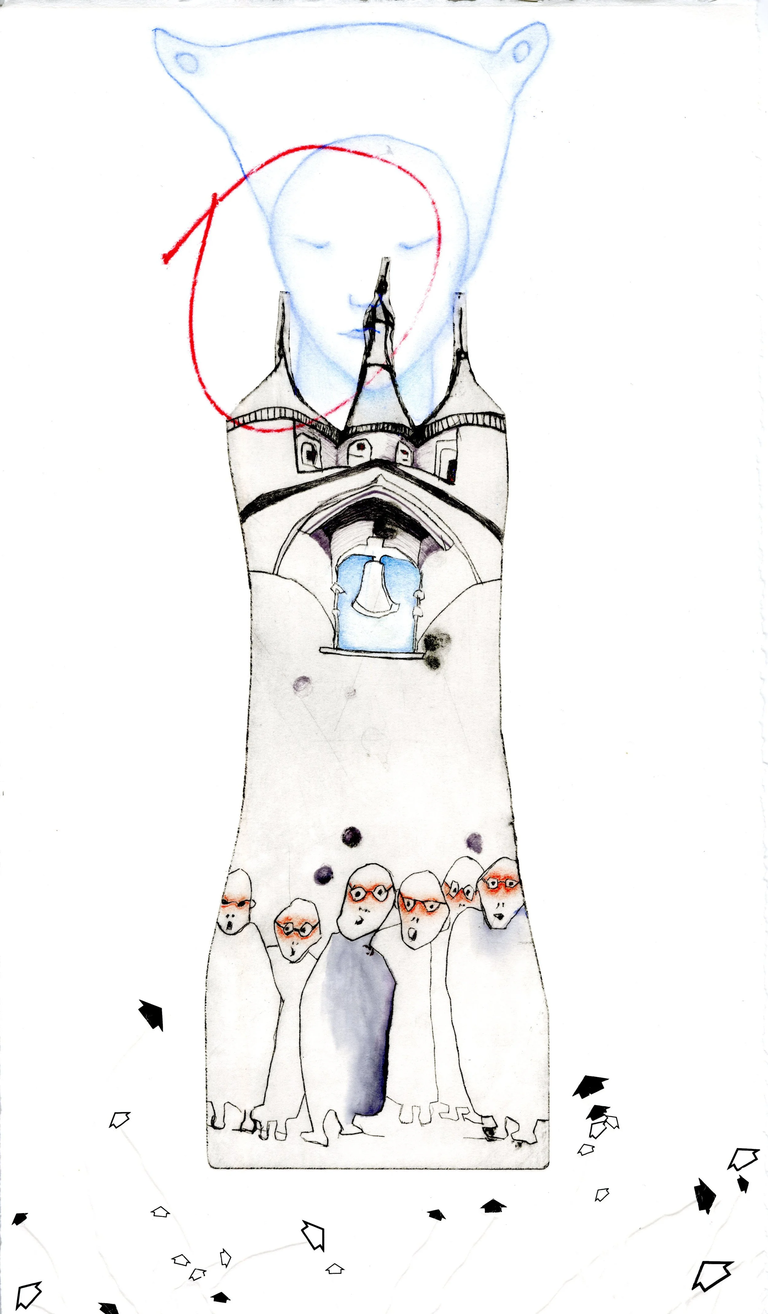 Mood of Bordeaux II, 2026, 10" x 22", monoprint, spit bite, dry point, drawing, color ink, $700.