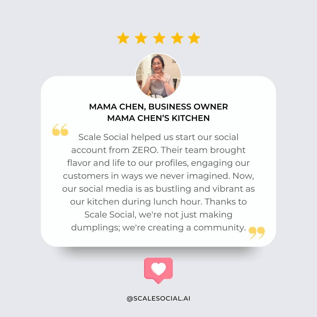 🥟 From Dumplings to Local Success - Mama Chen's Story 🥟

Meet Mama Chen, the heart and soul behind one of Durham's new favorite dumpling spot @mamachens_kitchen. With Scale Social's touch, their social media now reflects the warmth and vibrancy of 
