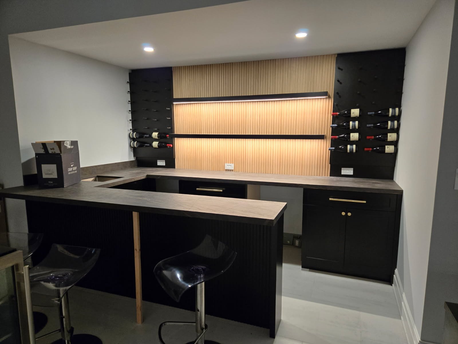 Custom Bar Unit in Entertainment Room by Guntur Inc
