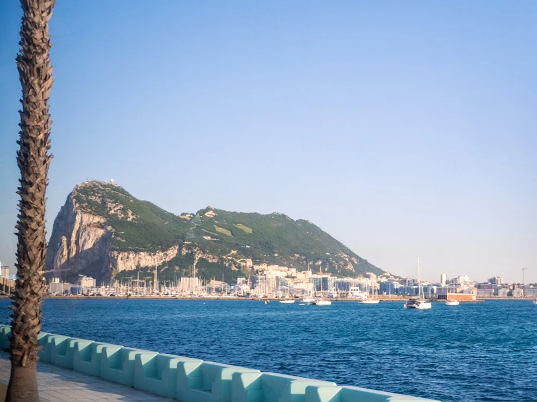 Bus window view of Gibralter