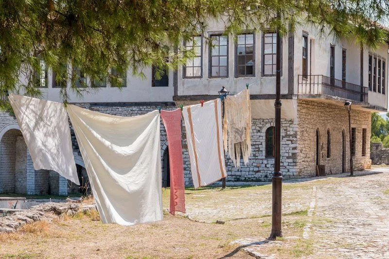 Church of St George inside the Kala, with Albanian textiles on display