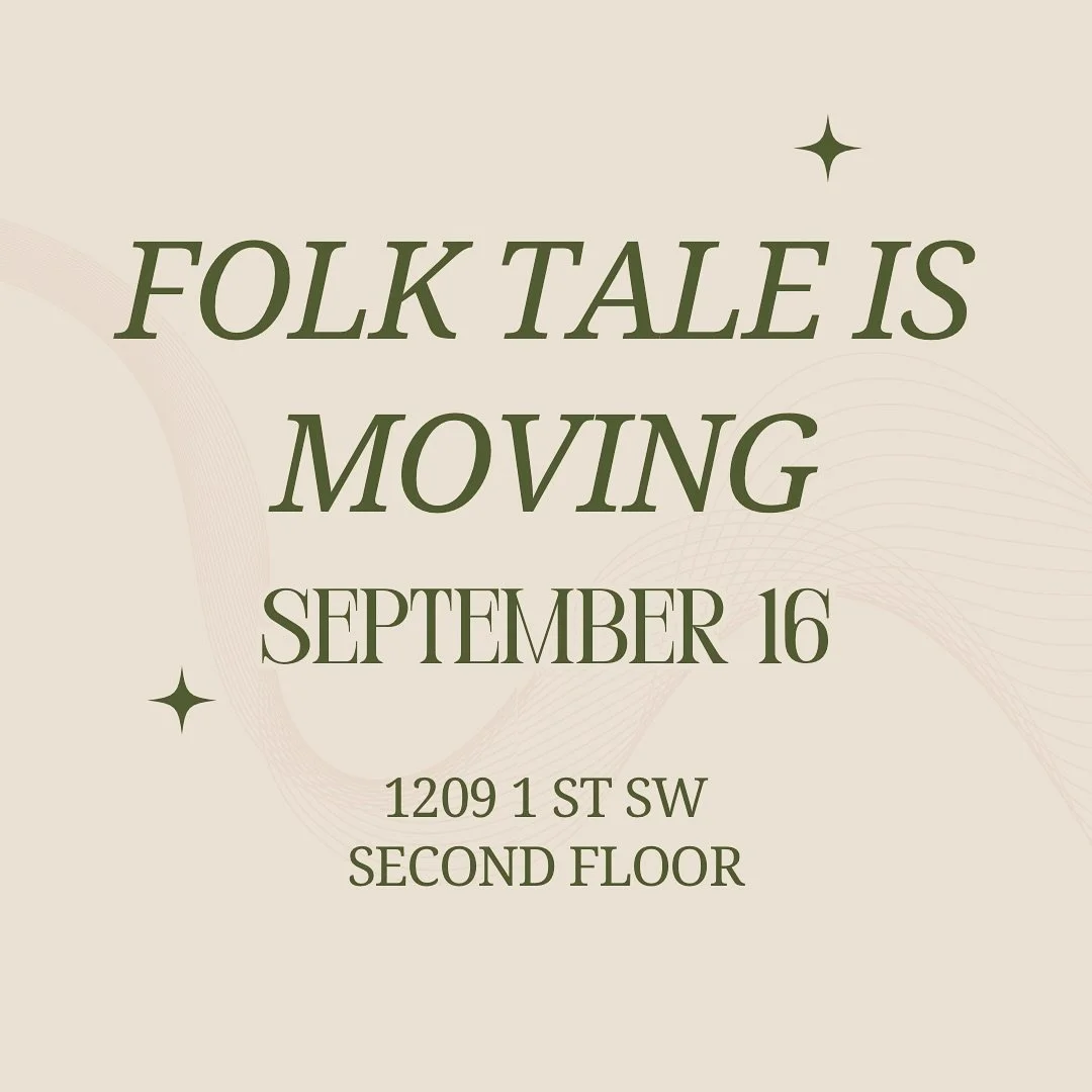 We are excited to announce that Folk Tale will be moving into a new location! Starting September 16 we will be operating on the second level of the Eagle Block building above @tenfoothenry ✨ The website and booking information will be updated over th