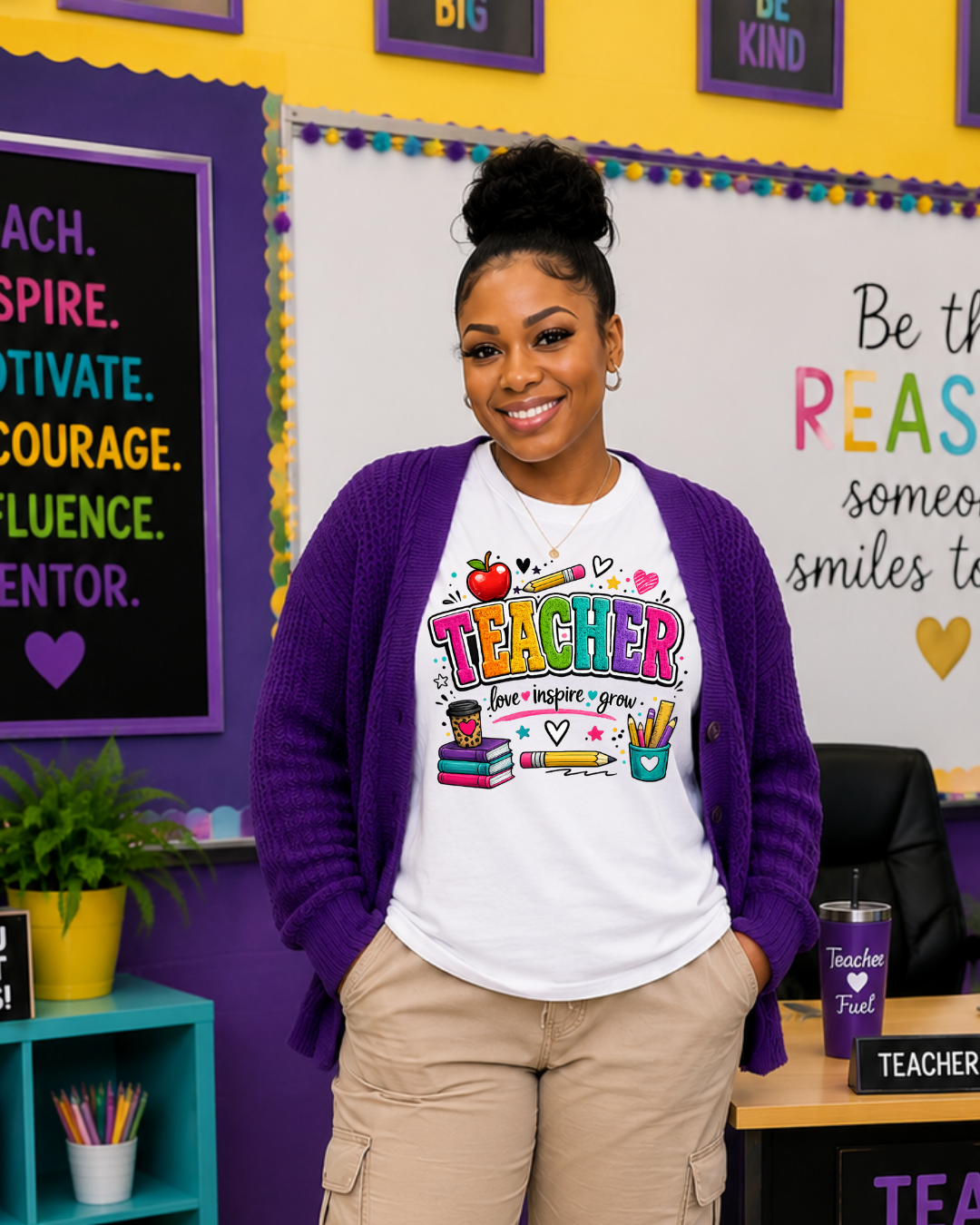 Teacher Love. Inspire. Grow Graphic T-Shirt