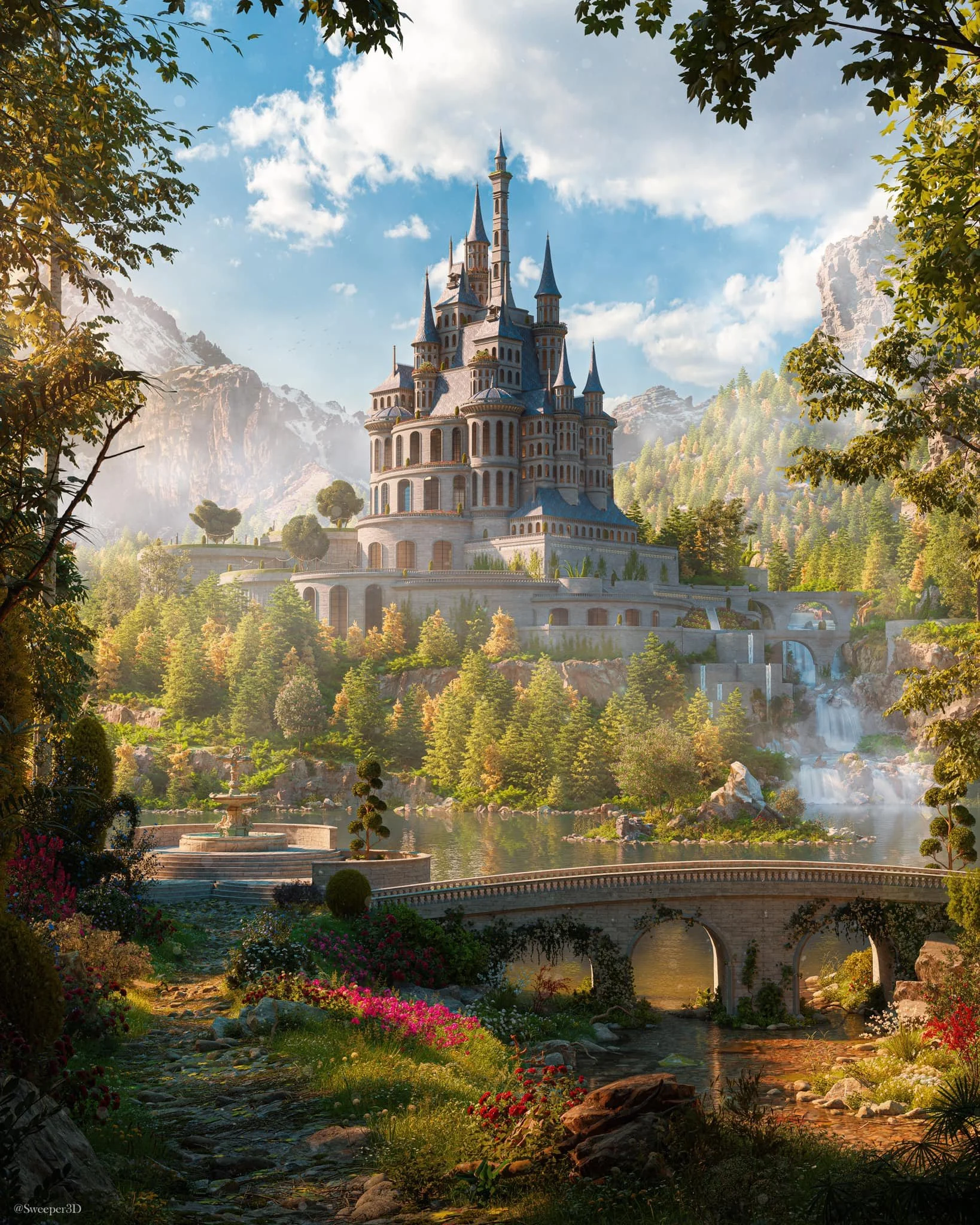 Enchanted Falls - Castle Asset Pack, Process Video, and PSD!</a>