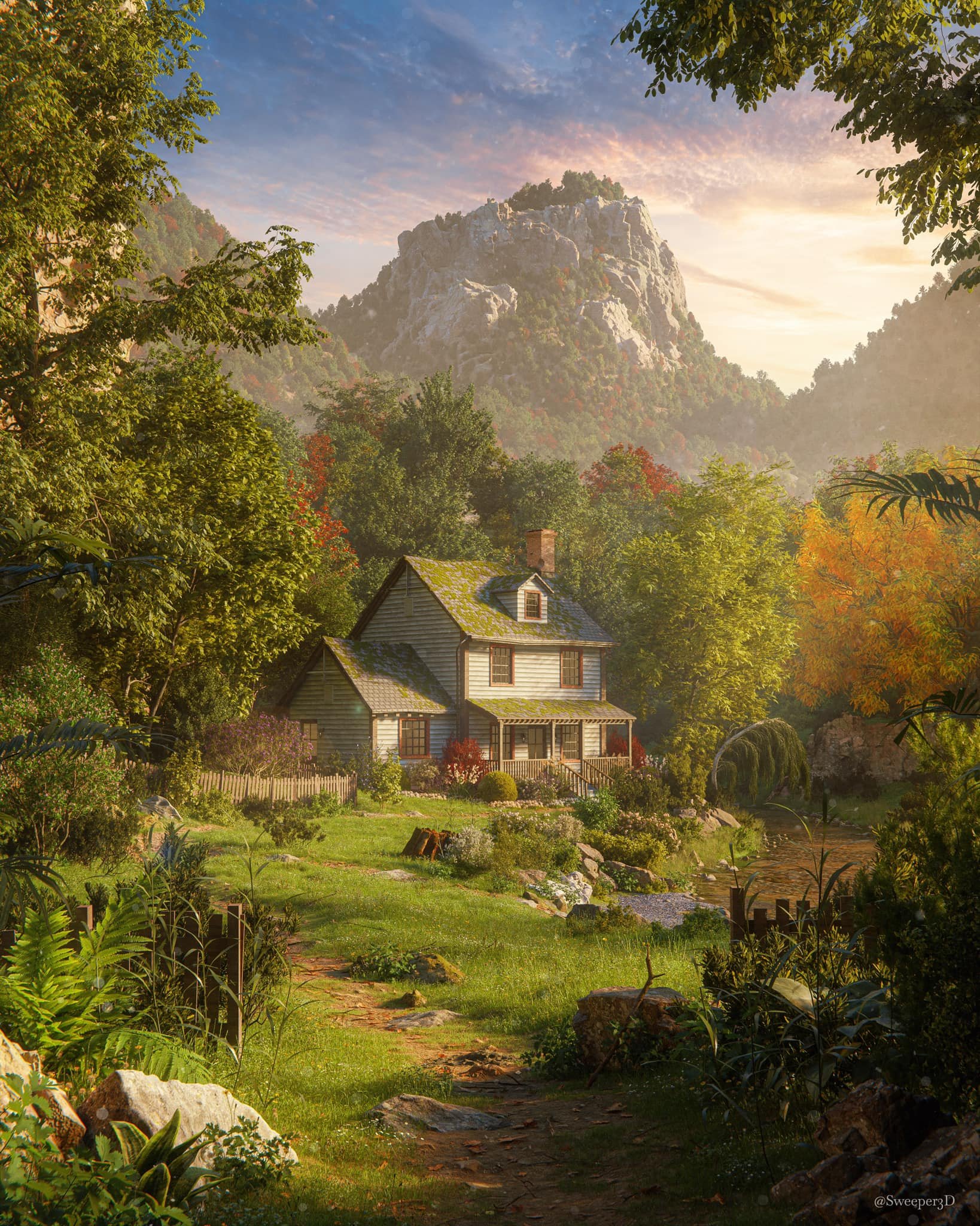 Riverside Serenity, Process Video, 3D Model, and PSD</a>