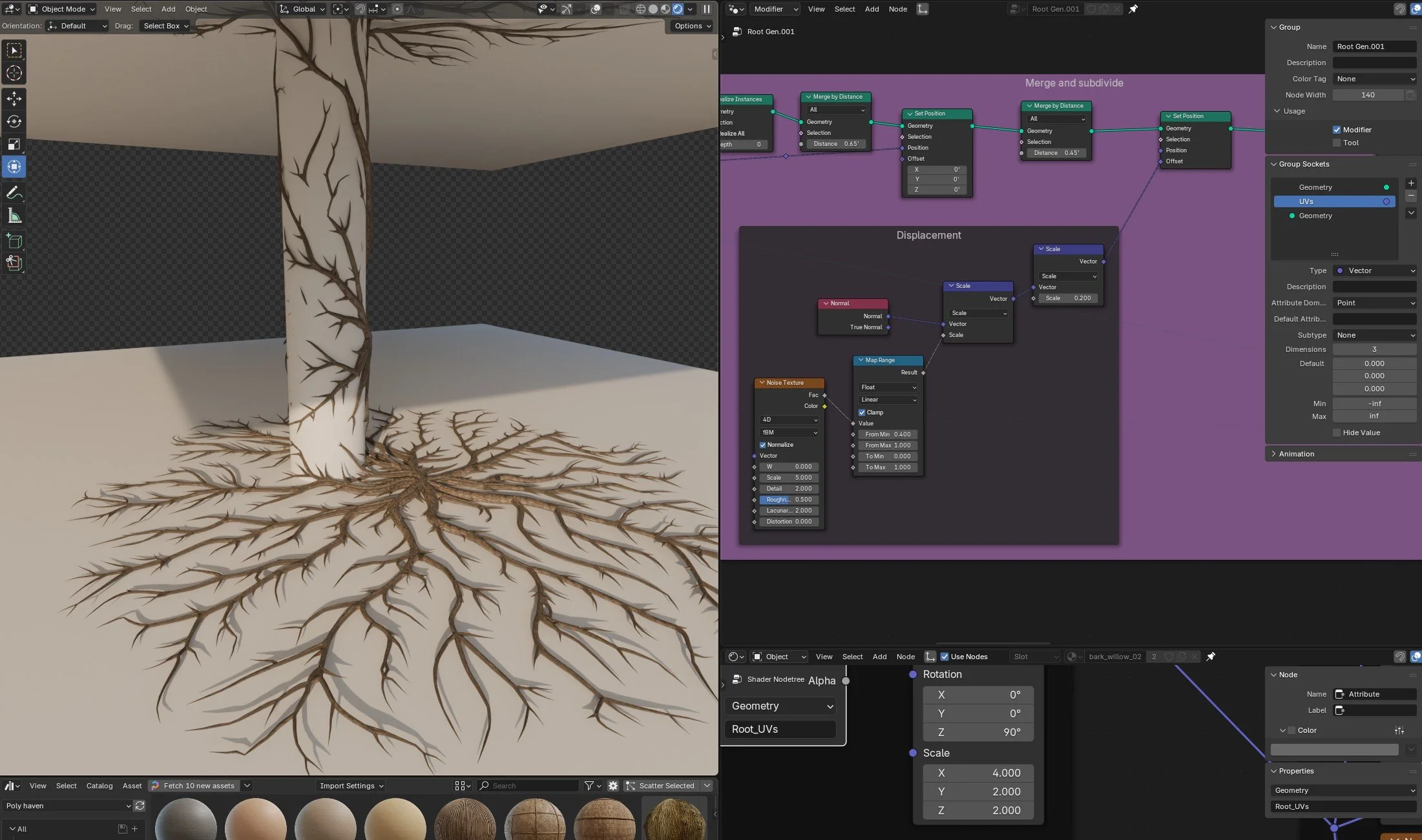 Creating a Root Generator using Shortest Edge Paths in Geometry Nodes
