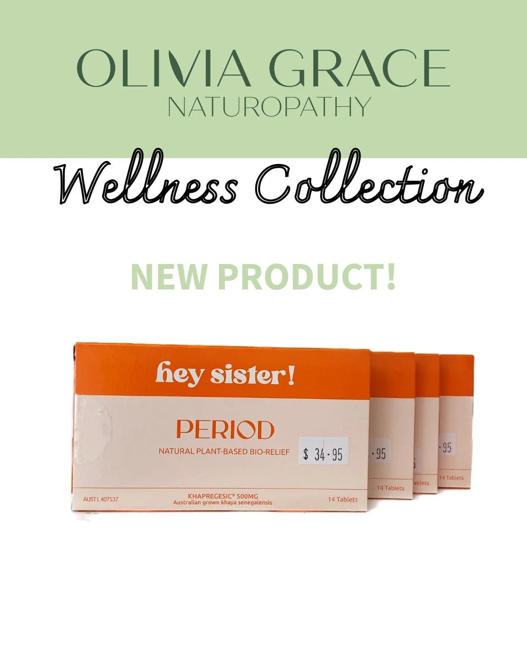 Now available in clinic 🤍

I&rsquo;m excited to be stocking Hey Sister! at Body Mind Soul, 4 Tompson Street, Wagga.

This is a plant-based, evidence-backed product designed to support painful periods and PMS, including cramps, mood changes and mid-c