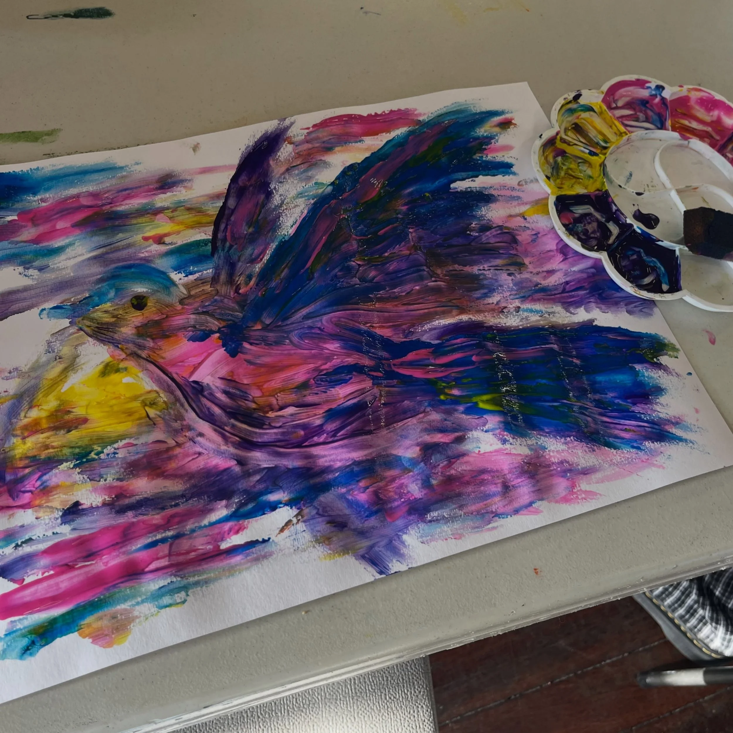 Gave in to the overwhelming urge to paint with my fingers during a group today #arttherapy #sensoryactivity #mess