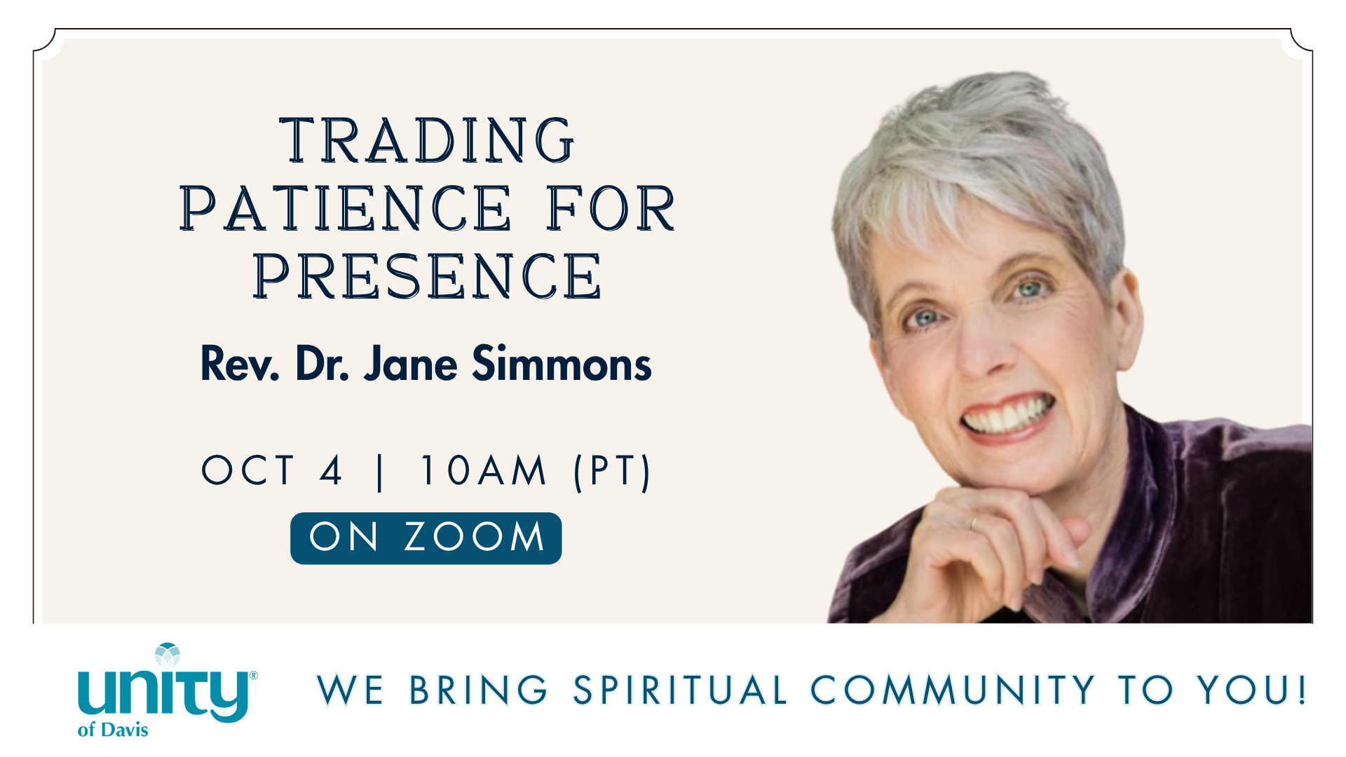 Sunday Gathering | Trading Patience for Presence with Rev. Dr. Jane Simmons