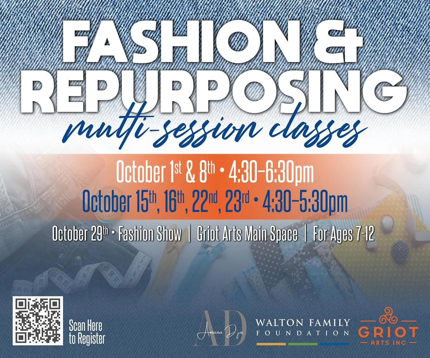 Exciting news! Sound the Alarm: Fashion &amp; Repurposing kicks off tomorrow, October 1 with the amazing @dja_art_ . If you haven&rsquo;t registered yet, now&rsquo;s your chance&mdash;you don&rsquo;t want to miss this!

➡️ Register today: Griot.cente