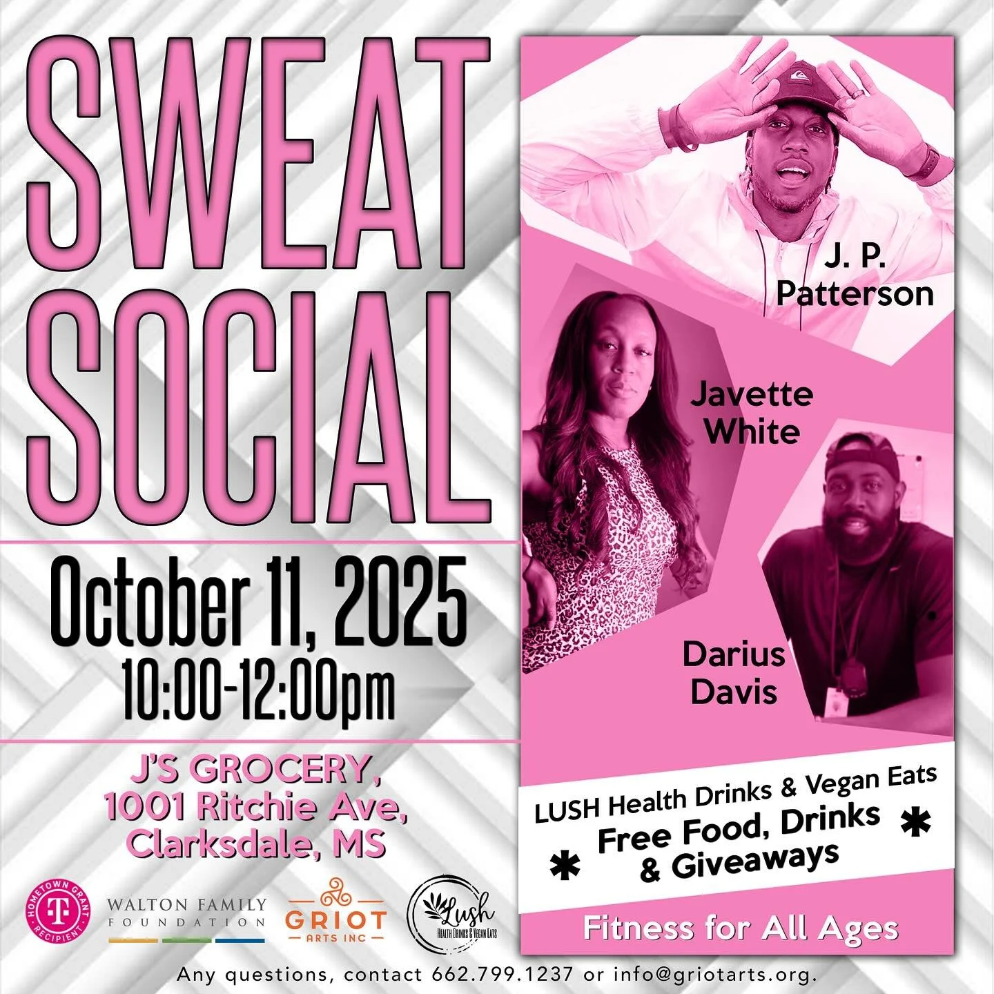Celebrate Breast Cancer awareness:
Get ready to turn up, move, and connect! 

Join us for the SWEAT SOCIAL &mdash; a morning of fun, fitness, and community  with @jarriethp , @javetteo.white , and @darius.davis34 !

🗓 Saturday, October 11, 2025
🕙 1