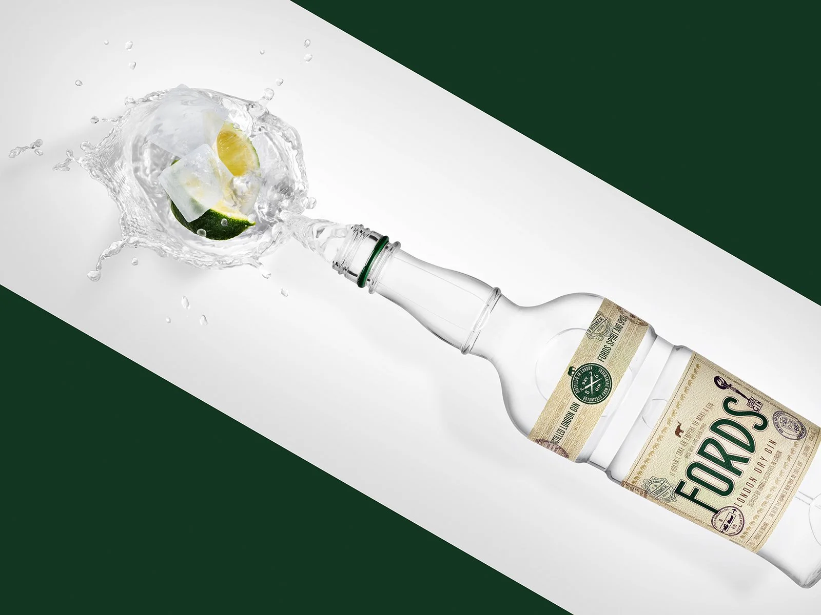 Commercial image of gin being poured into a glass.