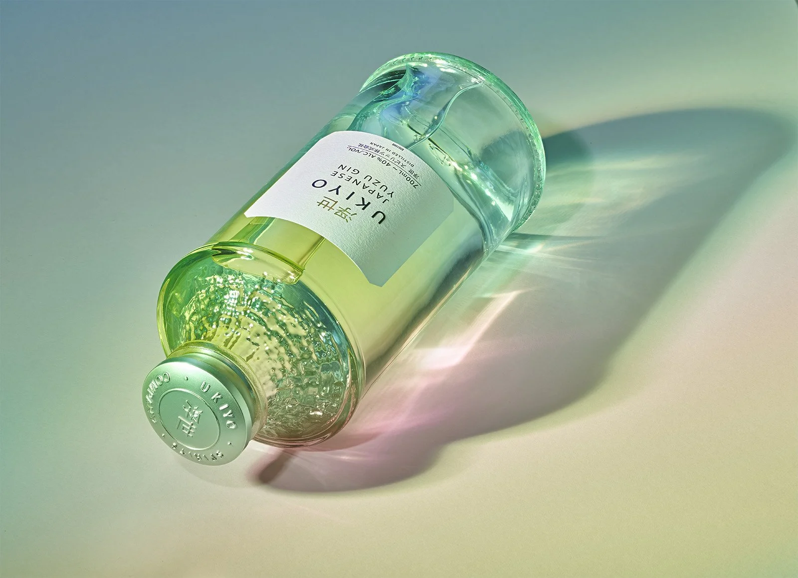 commercial photography of a gin bottle