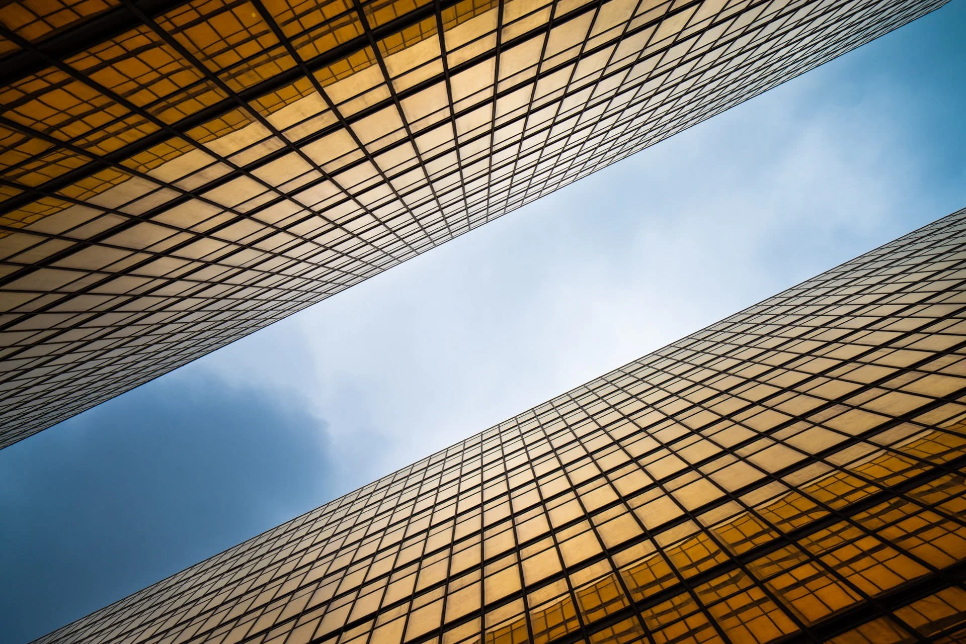 A commercial image of 2 sky scrapers signifying commerce.