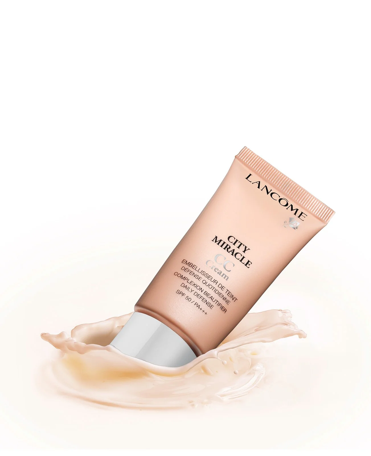 A commercial photograph of a cosmetics tube splashing into water taken by Brisbane product photographer Tom MacDonald. 