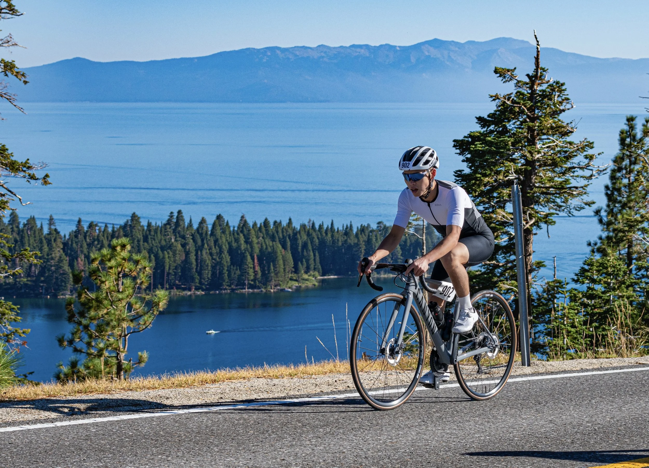 Chad cycling at Lake Tahoe