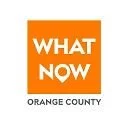 Orange square sign with white text reading 'WHAT NOW' and 'ORANGE COUNTY' at the bottom.