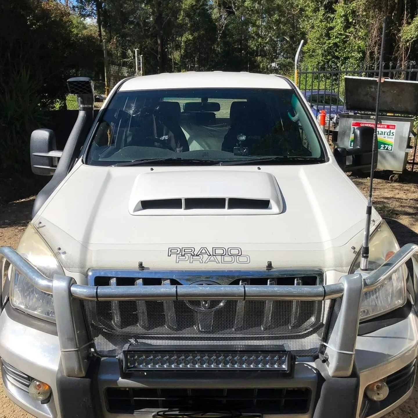 In Stock our Genuine Fairline Fibreglass vehicle Specific 700mm scoop to suit the Prado 120 . This scoop is a cost effective upgrade to increase the airflow directly to the Intercooler via an aperture in the bonnet beneath the scoop speeding up temp 