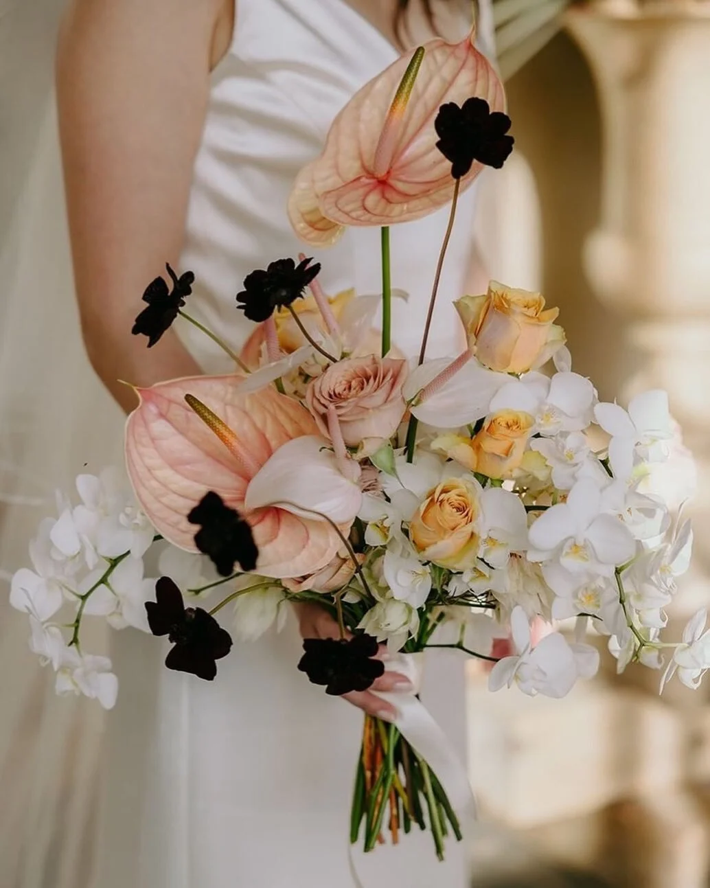 A delicate masterpiece for Renee by @terrestudio, photographed by @ambergressphotography

#bridalbouquet #anthuriumflower #weddingseason