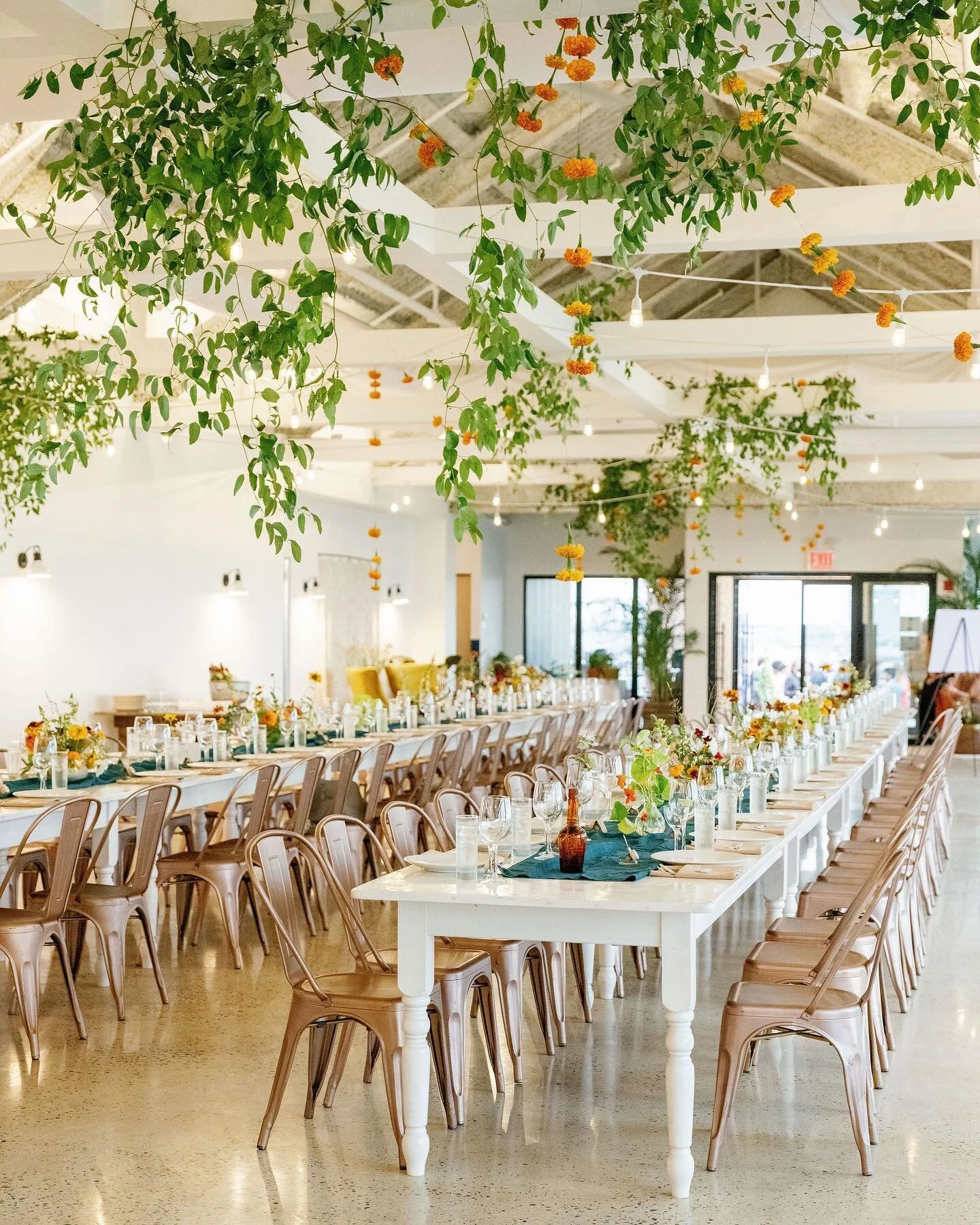 A sustainable, Summery design for Brianna + Meaghan ✨
#marigolds #summerwedding #rosegold #urbanfarm

Venue: @brooklyngrange 
Florals: @indyfaso 
Photo: @maxmcqueenphoto 
Catering: @bonbitenyc
Rentals: @bigdawgpartyrentals 
Music: @dj_trx @sterlingst