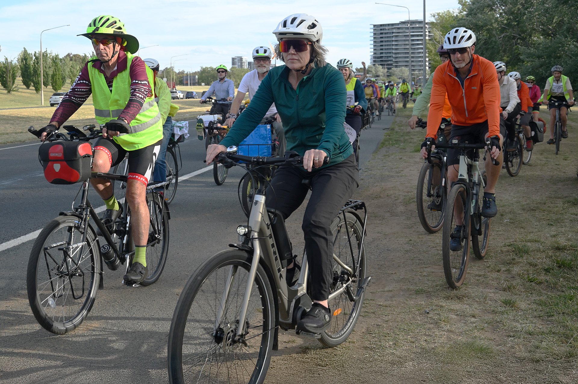 Pedal Power riders cycling together in Canberra