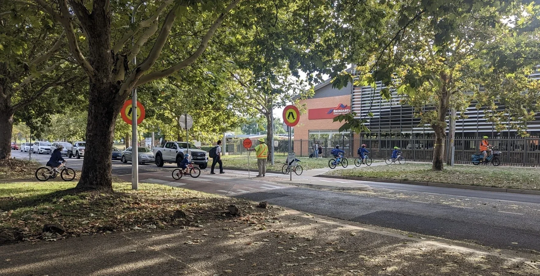 The school ride starts before the school gate