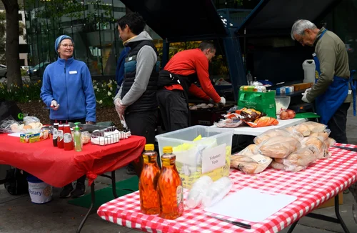 Volunteers serving breakfast at National Ride2Work Day 2026 in Canberra