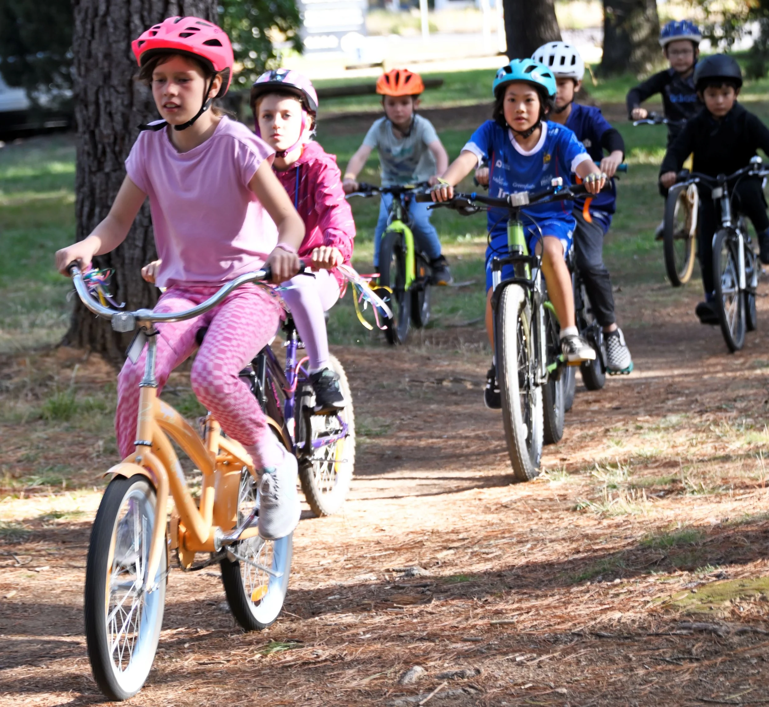 Pedal Power riders cycling together in Canberra