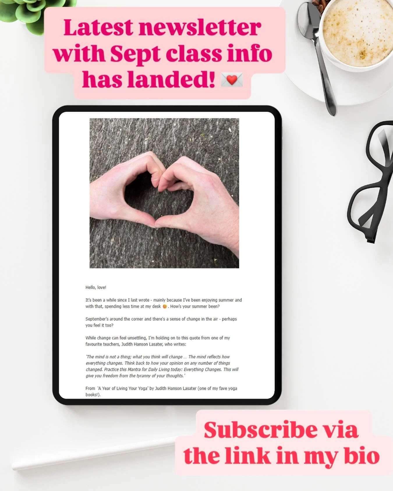 READ ALL ABOUT IT 🥰
Every month I send out a little newsletter sharing class info and other bits and bobs.
.
If you’d like to receive a copy, you can sign up over on my website or using the link in bio.
.
Happy reading! ☺️
.
#yogaliverpool