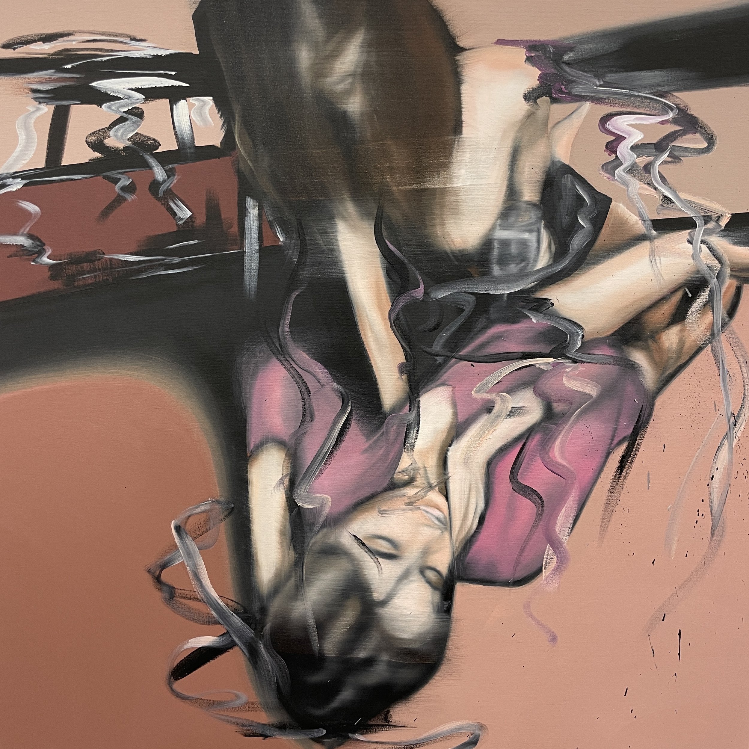 Truth or Dare, 2024. Acryl &amp; Oil on canvas, 100 x 100 cm