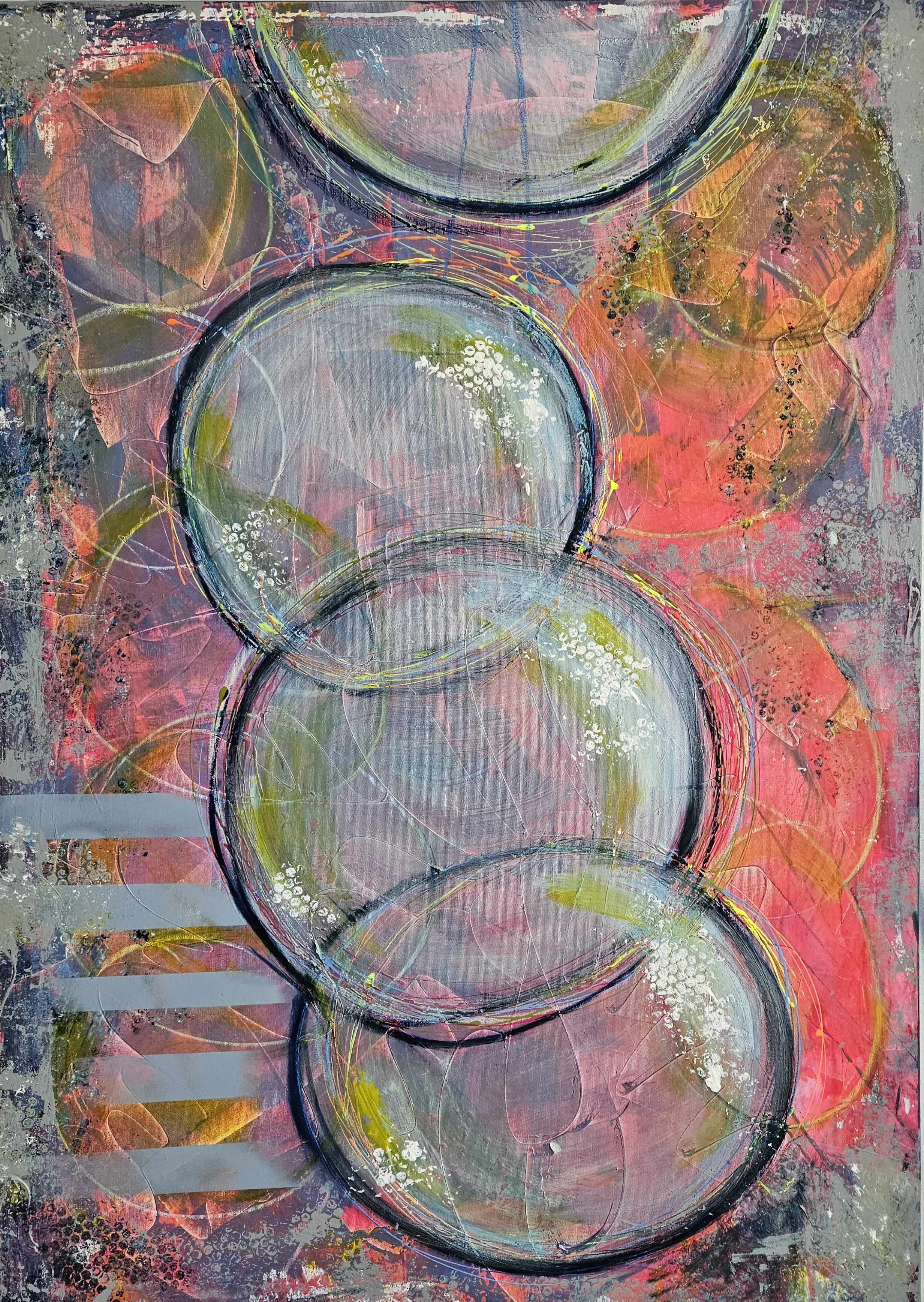 Christine Rechnitzer, What Is Your Bubble?, 2023, mixed media on canvas, 100x140cm