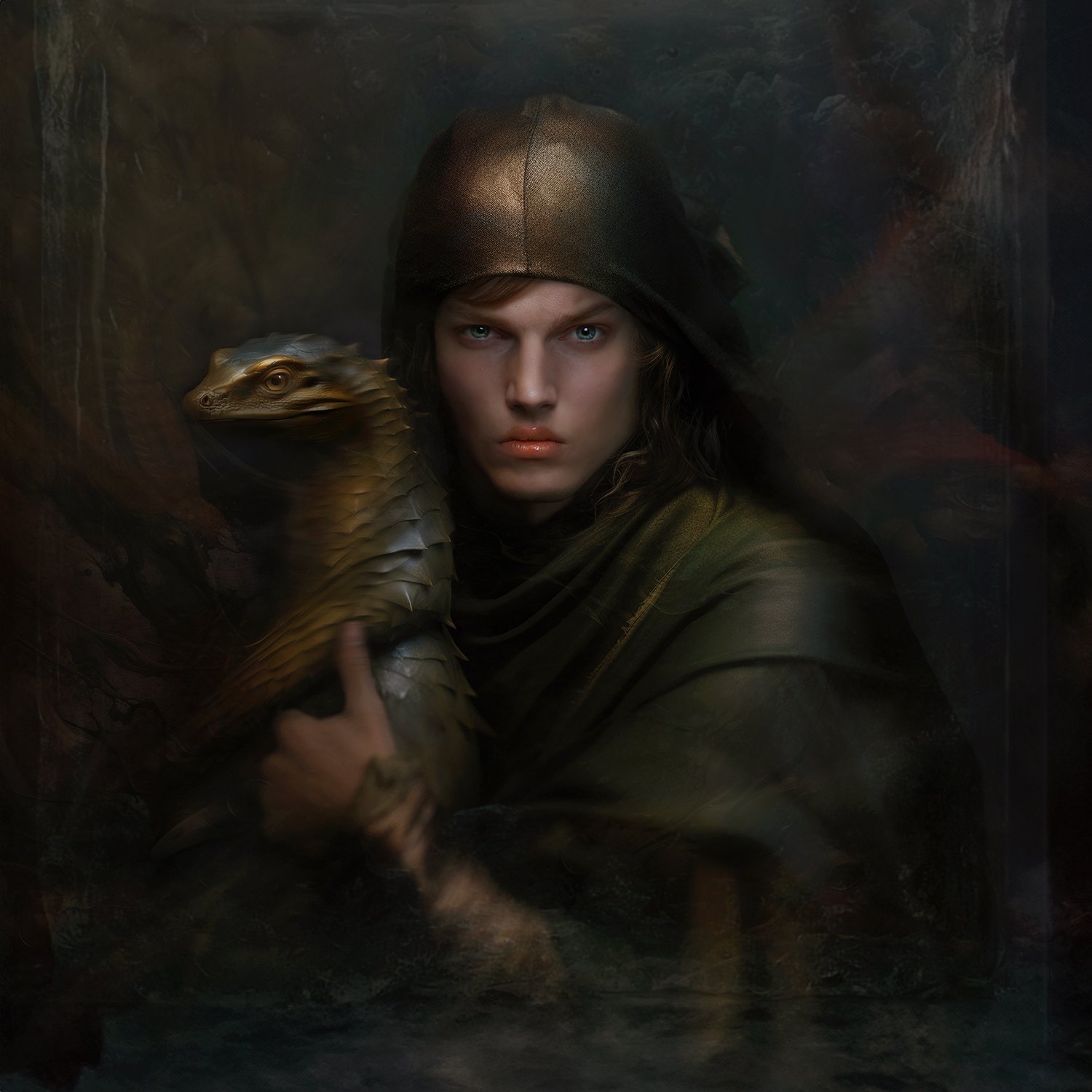 Duke with Lizzard , 2024, 100cm x 100cm Edition 6/ 10, 2AP Digitaldruck on Hahnemühle Fine Art Paper matt on Aludibond