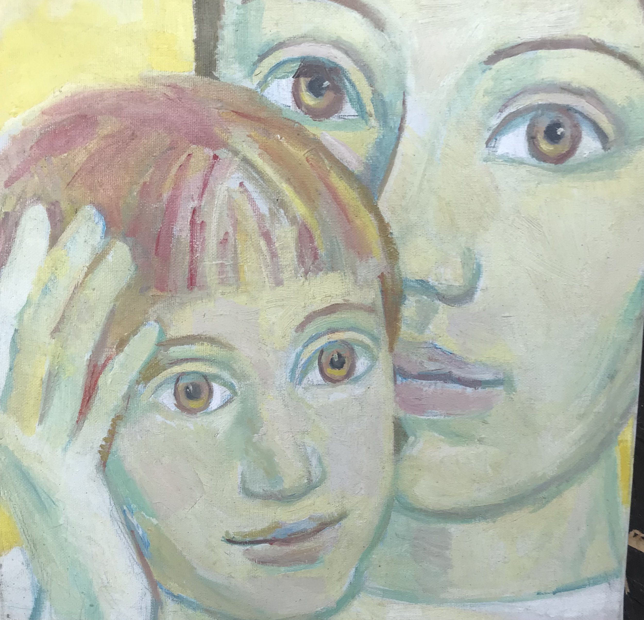 Nikolay Marinov “ Mamma with boy “, 30X30 cm, oil on canvas , 2024