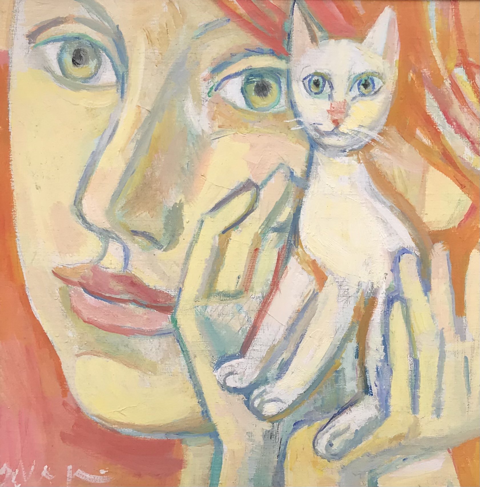 Nikolay Marinov “ Girl with cat “ , oil on canvas, 2024