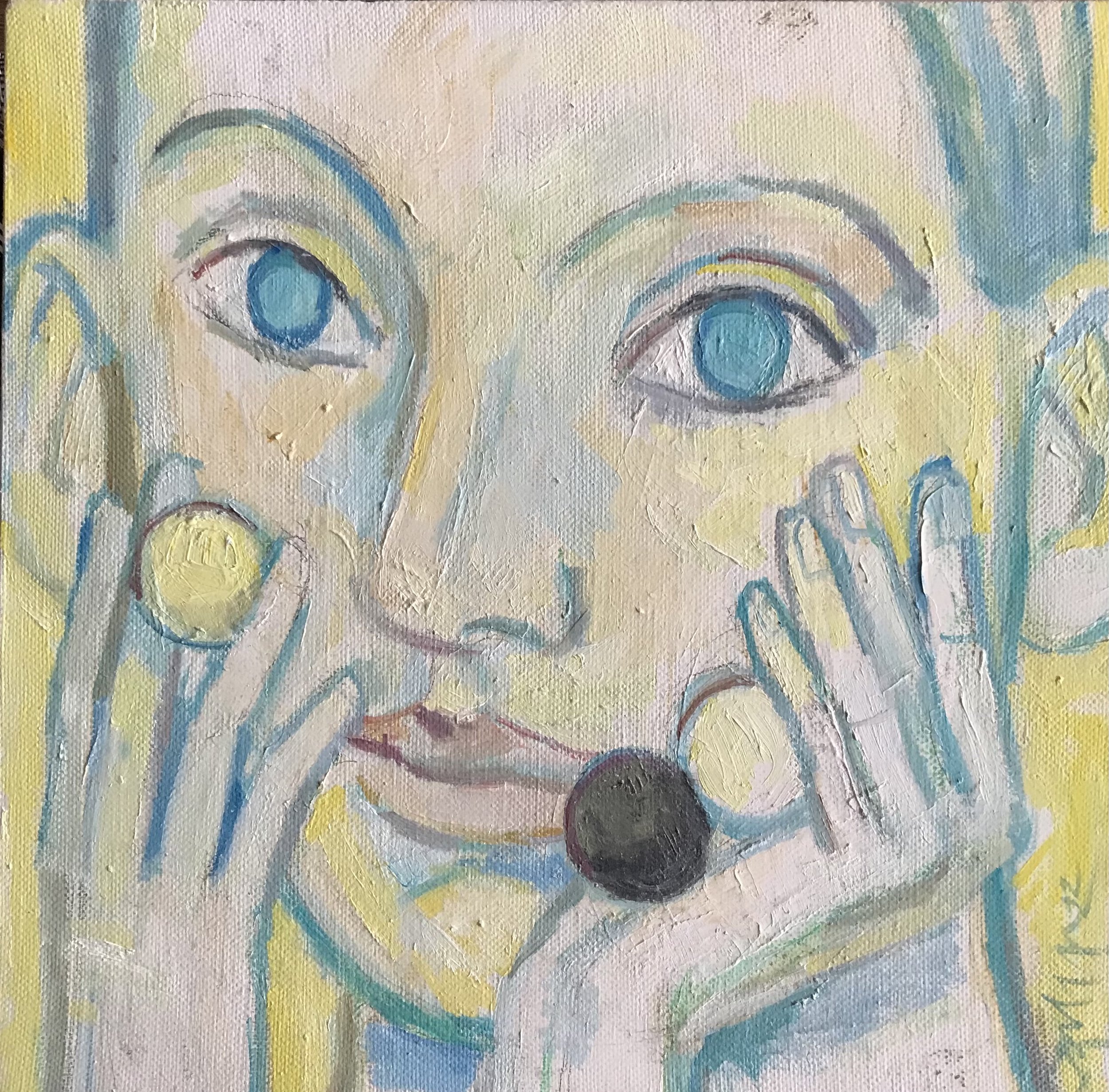 Nikolay Marinov “ Girl with balls “ 30X30cm , 2022