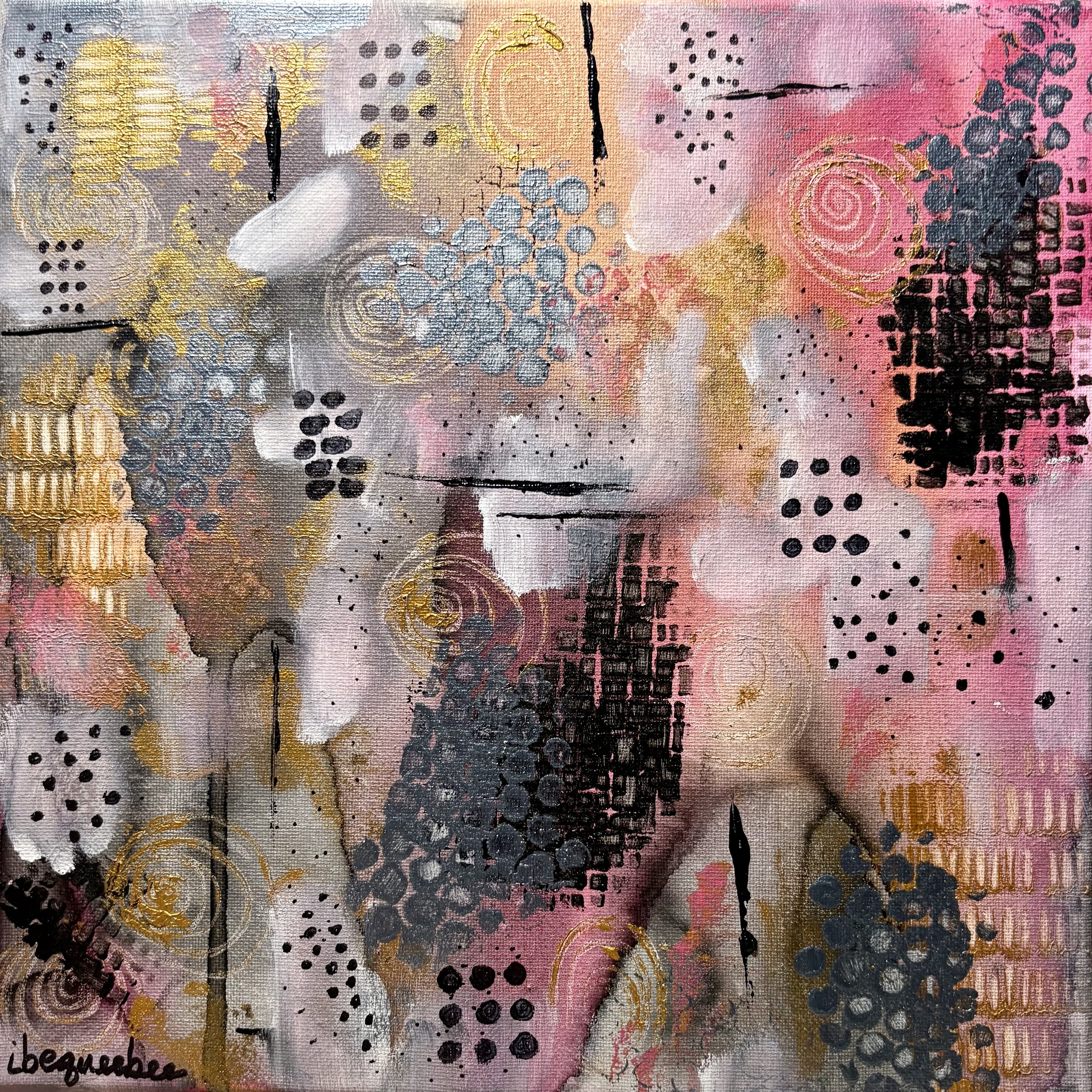 Pretty in Pink Tryptich Abstract 1 2024 Acrylic on canvas 30.48 x 30.48 cm