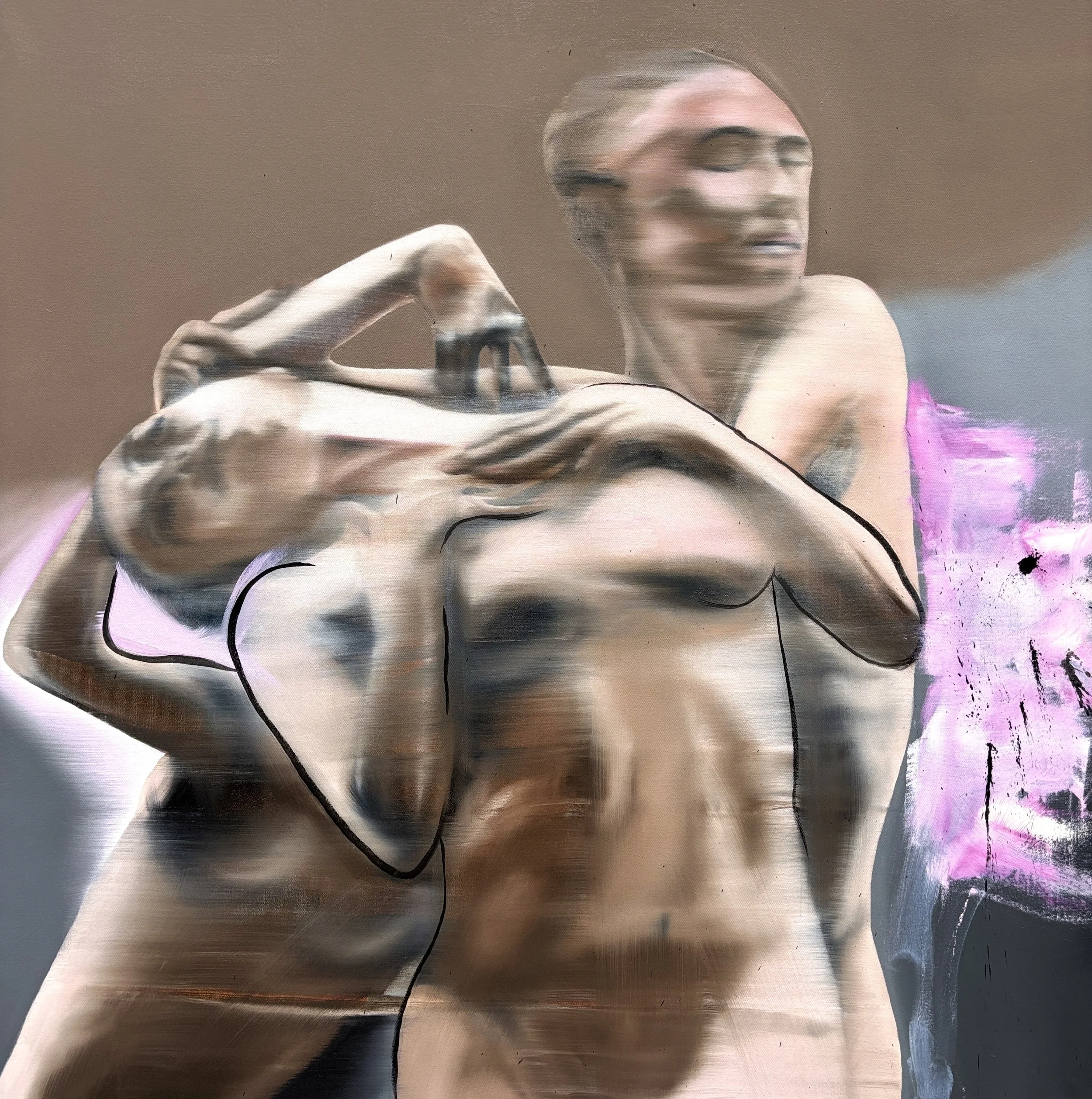 Endless Body forever ever, 2025. Acryl &amp; Oil on Canvas, 100x100 cm.