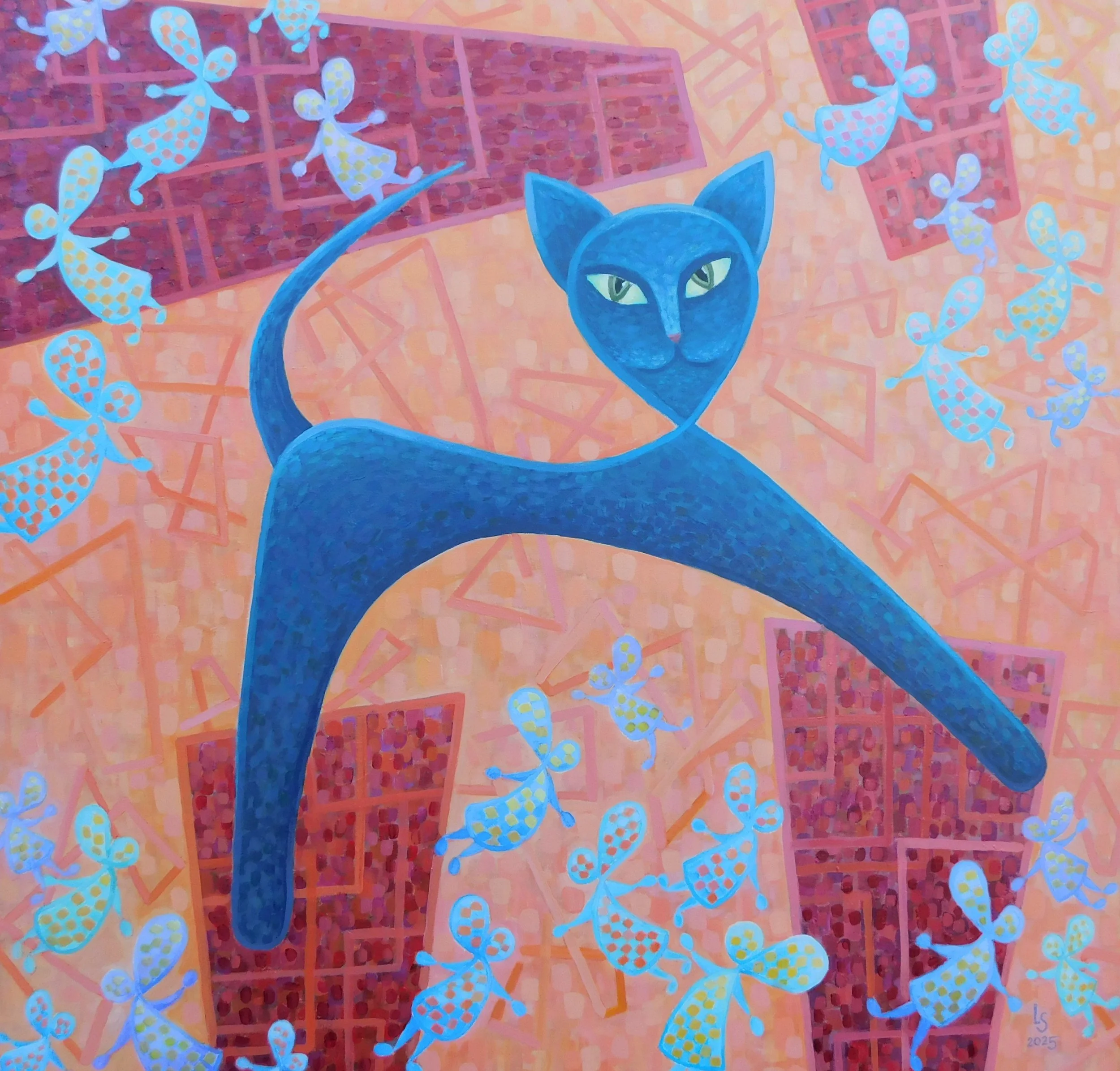 Quantum Jump, 2025. Oil on canvas, 100 x 100 cm.