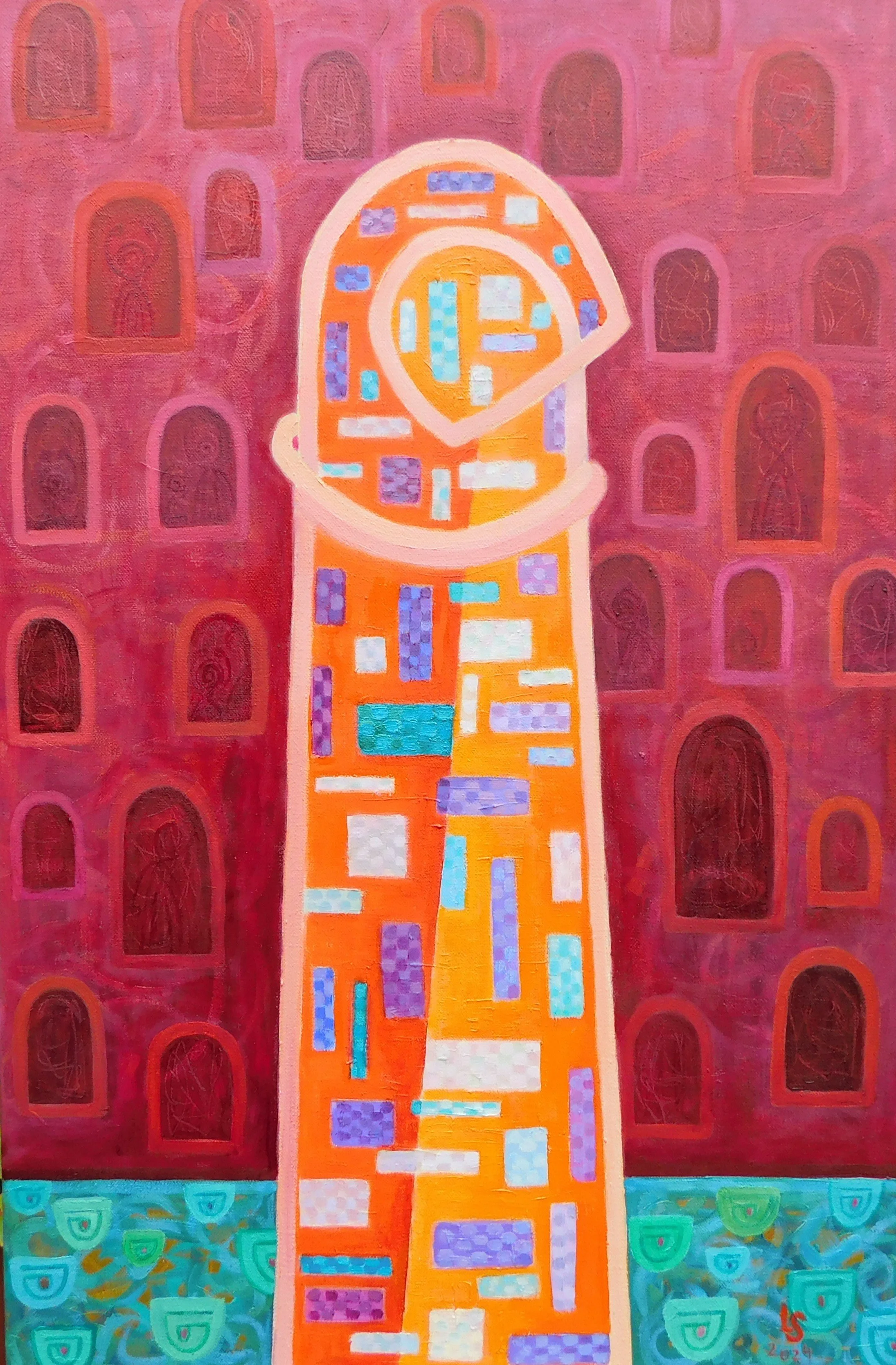 Embracement, 2023.Oil on canvas, 76 x 51 cm.